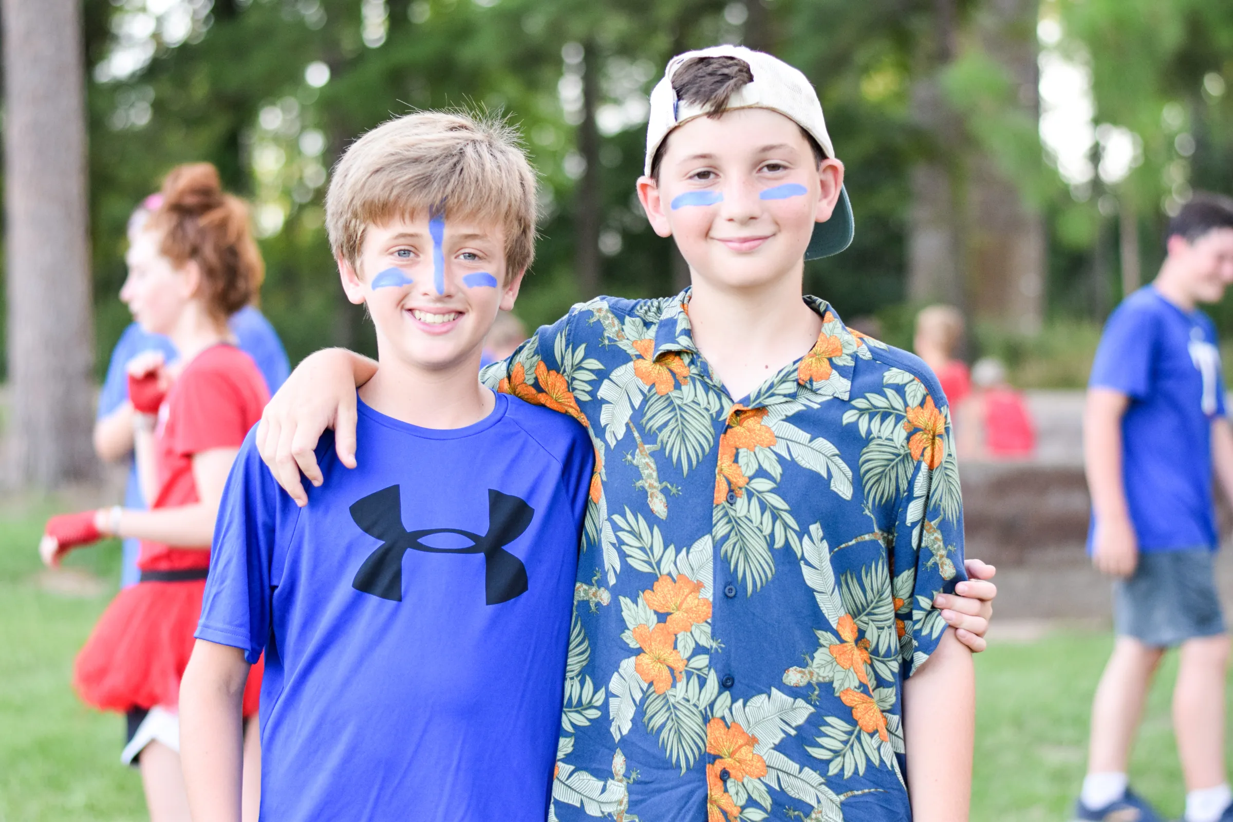 Tejas tribe members competing during Tribal Competition at Camp Huawni