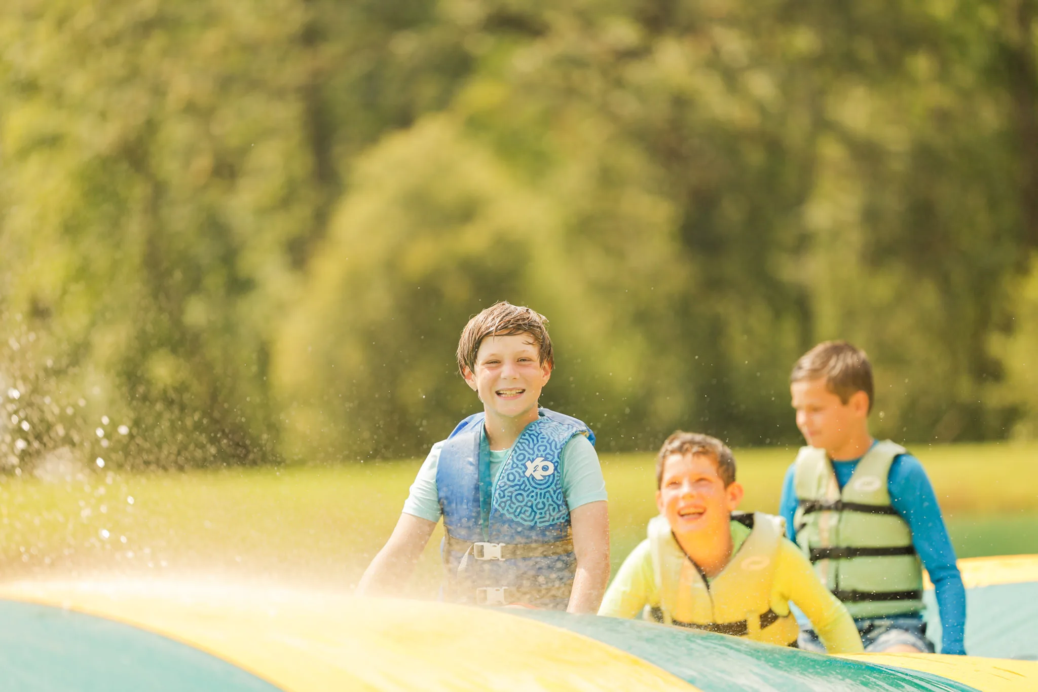 Campers laughing together at Camp Huawni